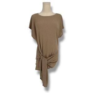 Zara Beige Mesh Stretch Jersey Knotted Top Casual Size S